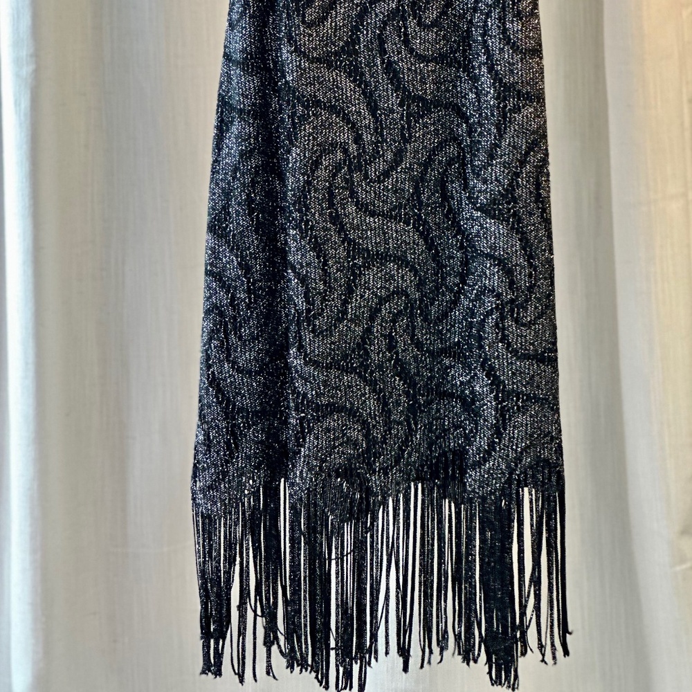 Vintage California Concept Silver/black Evening Fringe Dress - Picture 2 of 4